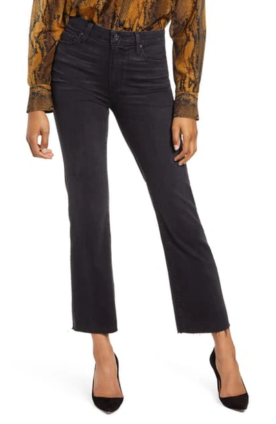 Paige Atley High Waist Raw Hem Crop Flare Jeans In Black Willow