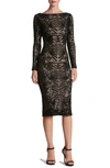 Dress The Population Emery Sequin Embellished Long-sleeve Bodycon Dress In Black