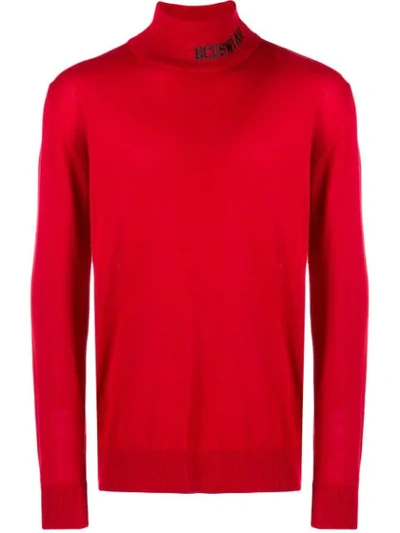 Gcds Red Wool Blend Turtleneck Sweater In Red