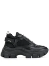 Prada Men's Pegasus Nylon & Leather Chunky Sneakers In Black