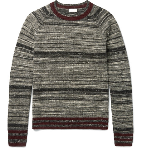 Dries Van Noten Mélange Striped Cashmere-blend Sweater In Black | ModeSens