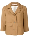 Marni 3/4-sleeve Wool Jacket In Brown