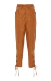 Isabel Marant Cadix Leather Lace-up Slim-leg Pants In Brown