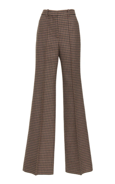 Victoria Beckham Plaid Tweed High-waisted Wool Wide-leg Pants