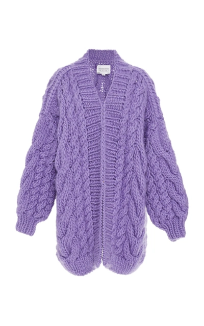 I Love Mr Mittens Cable-knit Wool Cardigan In Purple