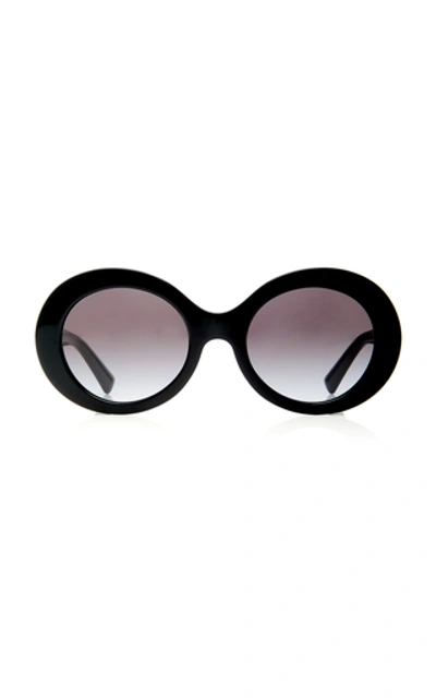 Valentino Tortoiseshell Acetate Round-frame Sunglasses In Black
