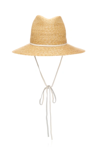 Lola Hats Marseille Leather-trimmed Straw Hat In Neutral