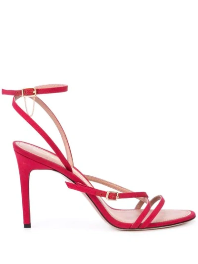 Oscar De La Renta Strappy High Heel Sandals In Red