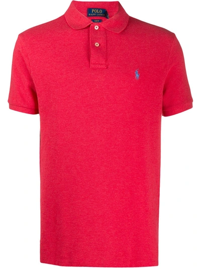 Polo Ralph Lauren Plain Logo-embroidered Polo Shirt In Pink