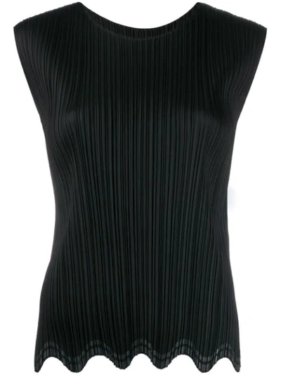 Issey Miyake Pleated Design Blouse In Black
