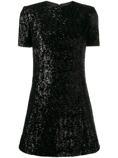 Saint Laurent Sequinned Dress In Black