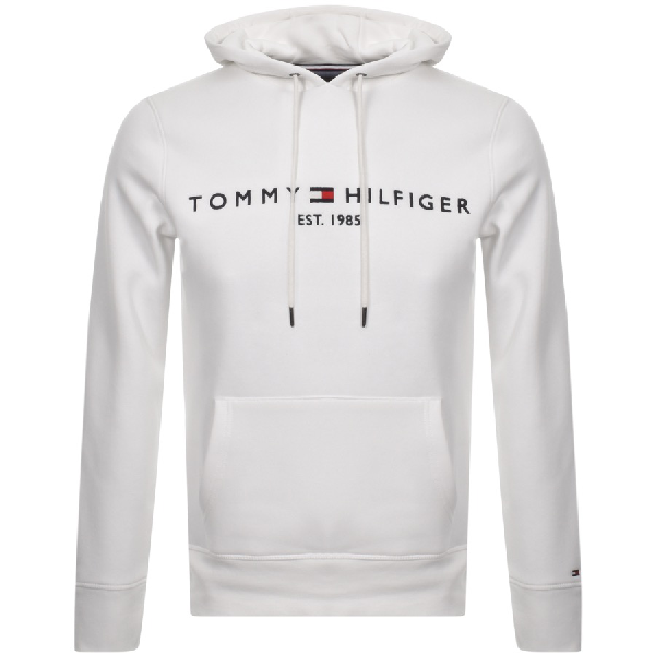 Tommy Hilfiger Logo Hoodie White | ModeSens