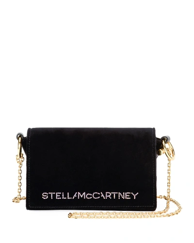Stella Mccartney Mini Flap Logo Shoulder Bag In Black
