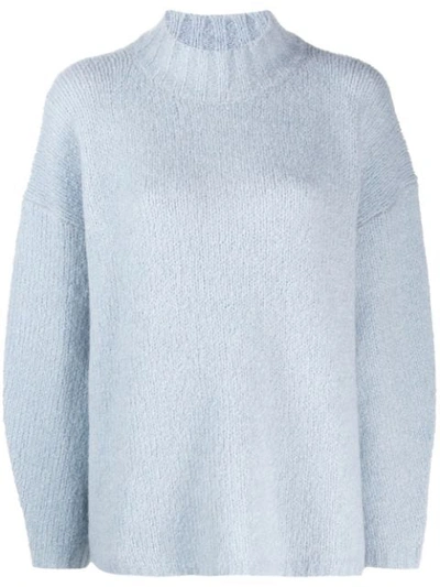 3.1 Phillip Lim Mock-neck Drop-shoulder Pullover Sweater In Eggshell Blue