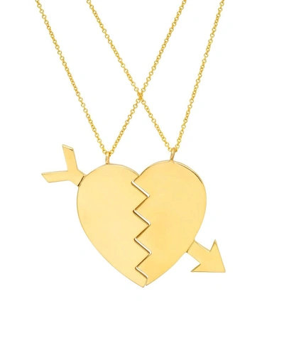 Established Jewelry 14k Broken Heart Necklaces, Set Of 2 In Gold