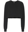 Alo Yoga Double Take Raglan-sleeve Cropped Sweatshirt In Black