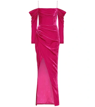 Rasario Silk-blend Velvet Corset Gown In Pink