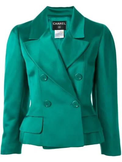 Pre-owned Chanel 2001 Double Breasted Blazer In Green