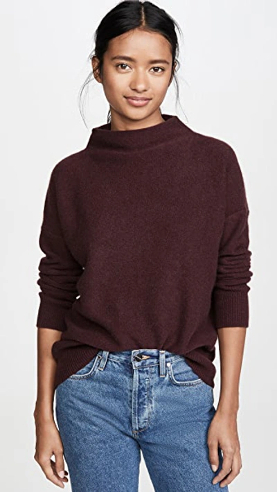 Vince Boiled Cashmere Funnel Neck Pullover In Heather Dahlia Wine