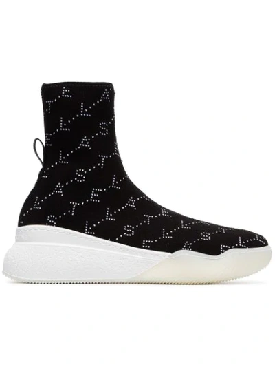 Stella Mccartney Loop Intarsia Stretch-knit Sneakers In Black