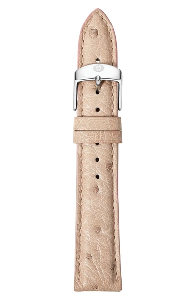 Michele Ostrich Leather Watch Strap, 16mm In Brown