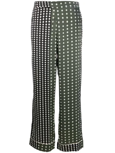 Asceno Polka-dot Silk-satin Pajama Pants In Army Green