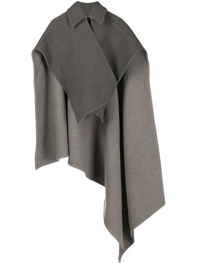 Jw Anderson Asymmetric Wrap-around Cashmere Cape In Grey