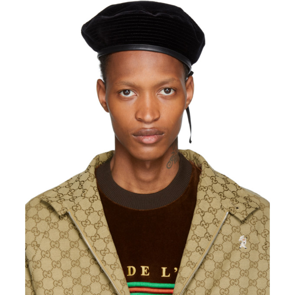 gucci leather beret