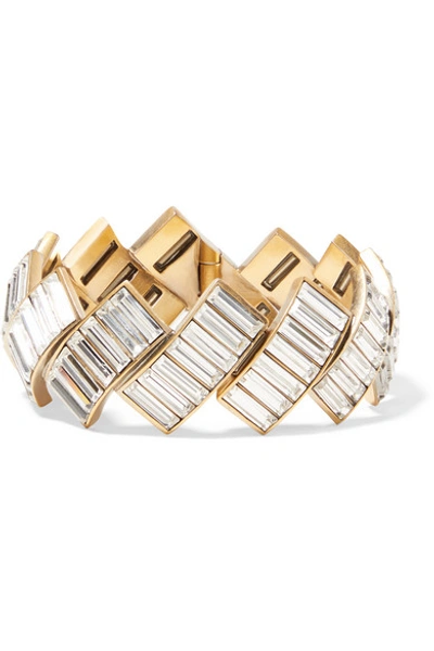 Balenciaga Evening Crystal Embellished Bracelet In Gold
