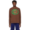 Gucci Gg Logo-print Cotton-jersey Sweatshirt In Brown