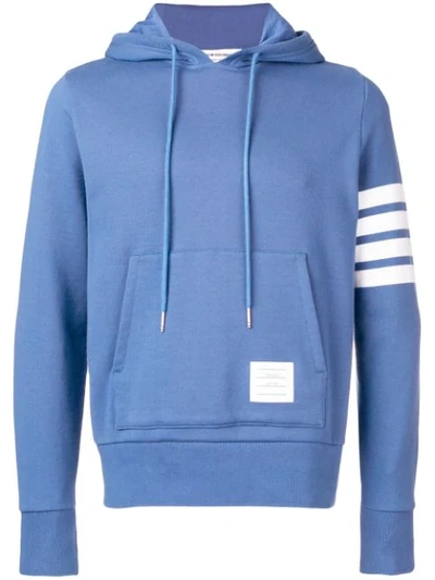 Thom Browne 4-bar Cotton-jersey Hooded Sweatshirt In Blue
