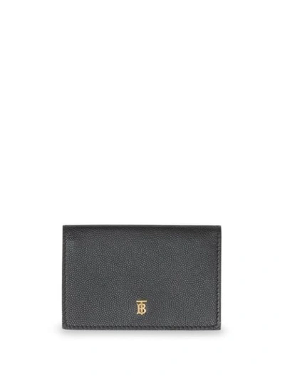 Burberry Small Grainy Leather Folding Wallet In Black