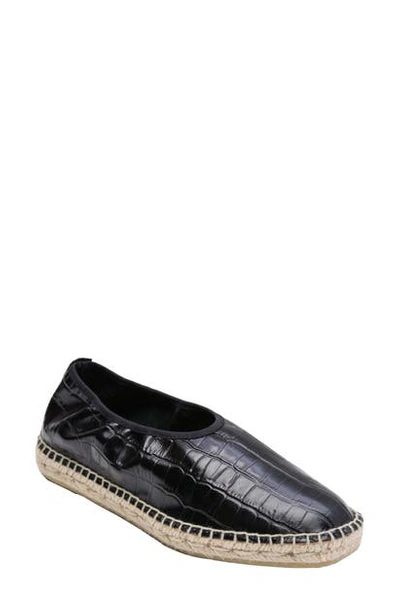 Andre Assous Women's Laurel Embossed Espadrille Flats In Black Croc Leather