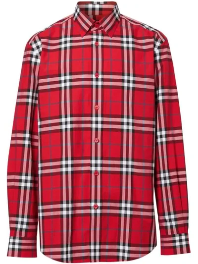 Burberry Vintage Check Cotton Poplin Shirt In Red