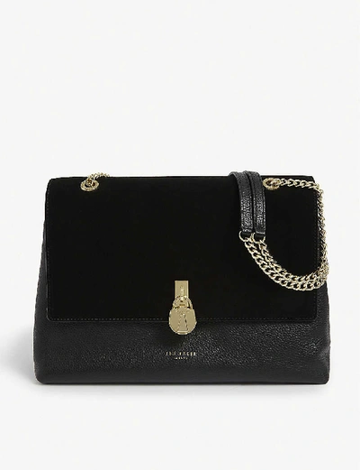 Ted Baker Hermiaa Suede And Leather Shoulder Bag In Xjet