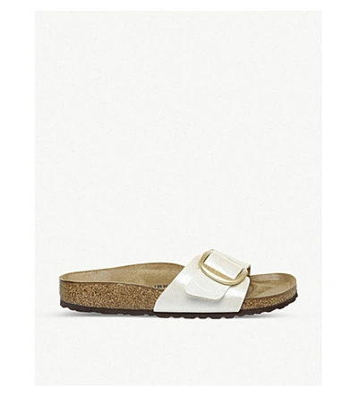 Birkenstock Madrid Big Buckle Faux-leather Sandals In Graceful Pearl White