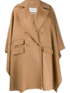 Max Mara Eureka Double Breasted Camel Hair Cape In Neutrals