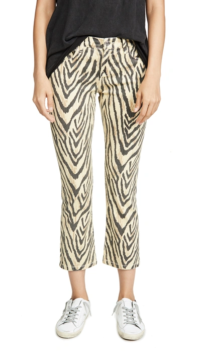 Current Elliott The High Waist Ankle Tiger-print High-rise Skinny Jeans In Beige