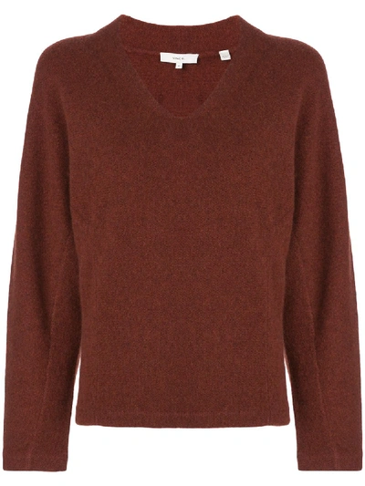Vince V-neck Dolman Sleeve Cashmere Sweater In Cherry Mahogany
