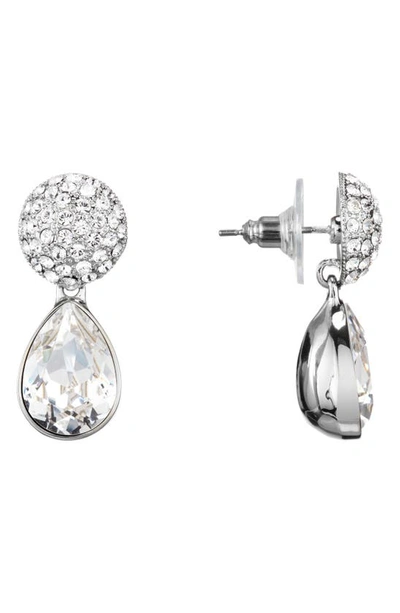Nina Swarovski Crystal Drop Earrings In Rhodium/ White