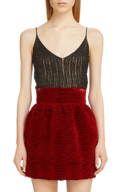 Saint Laurent Metallic Camisole In Noir/argent