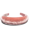 Jennifer Behr Thada Crushed-velvet Headband In Pink