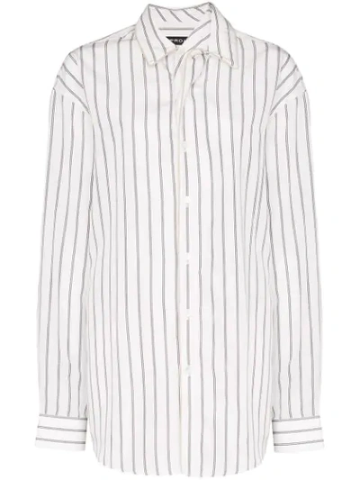 Y/project Striped Long-sleeved Shirt In White