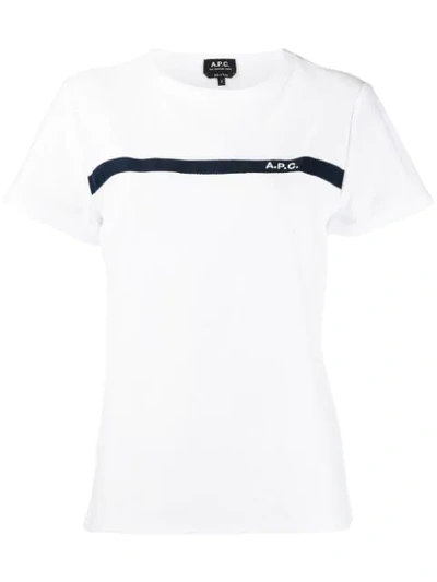 A.p.c. Stripe Trim T-shirt In Dark Navy (white)