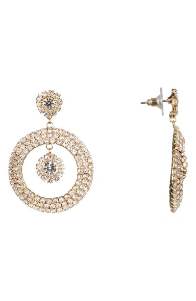 Nina Jewelry Frontal Pave Hoop Earrings In Gold/ White Crystal