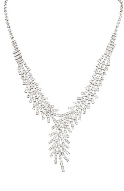 Nina Jewelry Crystal Bypass Y Necklace In Rhodium/ White Cz