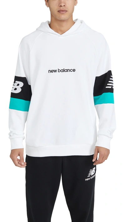 New Balance Classic Colorblocked Hoodie In White