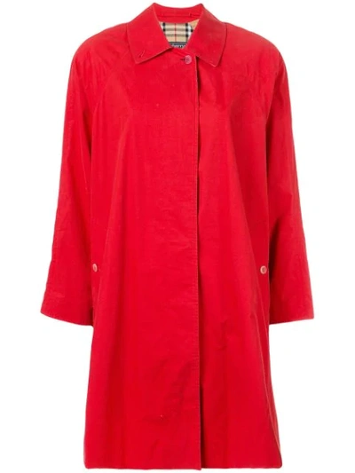 Pre-owned Burberry A-line Buttoned Coat In Red