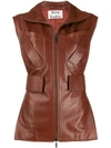 Acne Studios Zip-up Leather Waistcoat In Brown