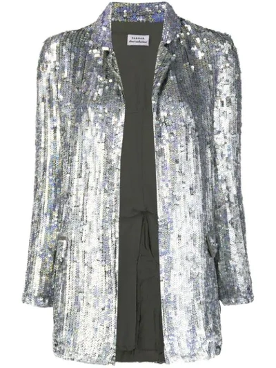 P.a.r.o.s.h Sequinned Open-front Blazer In Silver
